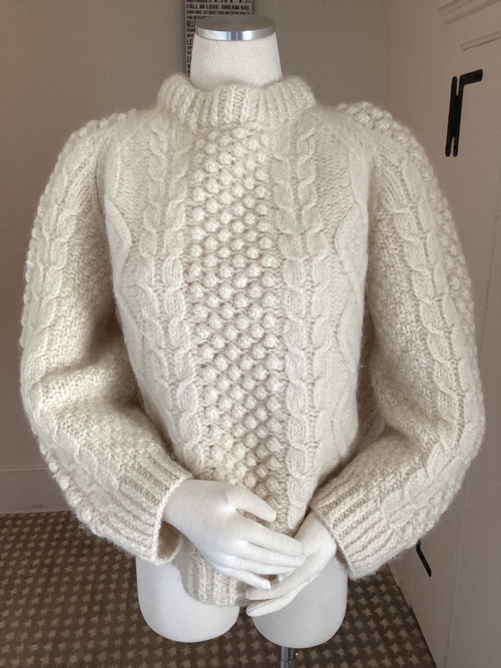 Soft Wool Cable Bauble Knit Sweater